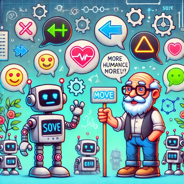 Senior developer trying to communicate with robots